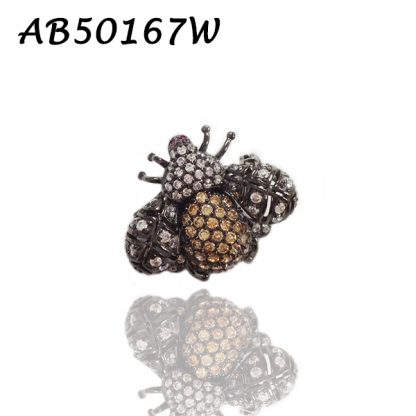 Bee Pave Color CZ Brooch - AB50167W