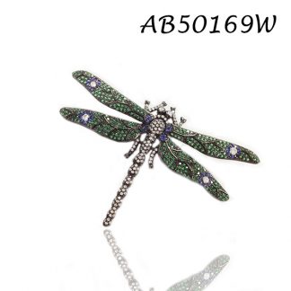 Dragonfly With Pave Color CZ Brooch - AB50169W