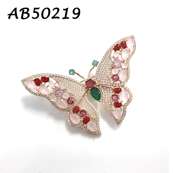 Pink Color Butterly Brooch - AB50219