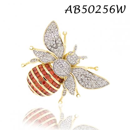 Bee Pave Color CZ Brooch - AB50256W