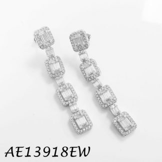 4 Rectangulars Baguettes Drop CZ Earring