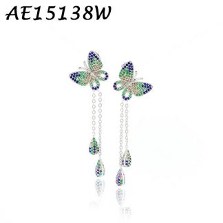 Butterfly Tassel Pave CZ Earring - AE15138W