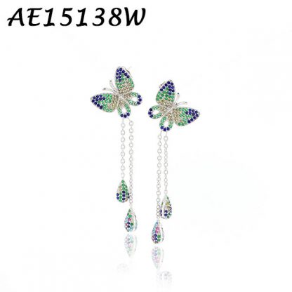 Butterfly Tassel Pave CZ Earring - AE15138W