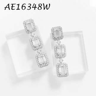 3 Rectangulars Baguettes Drop CZ Earring