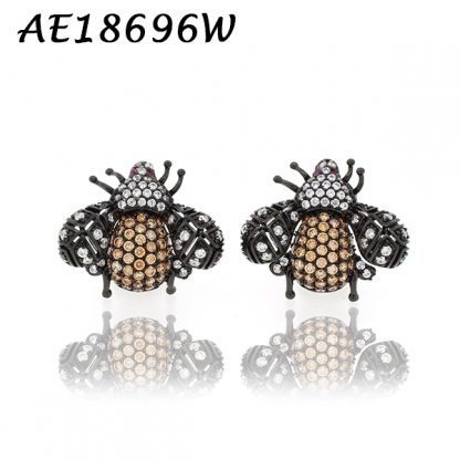 Bumblebee Pave Color CZ Earring - AE18696W, Matching Brooch/Slide AB50167