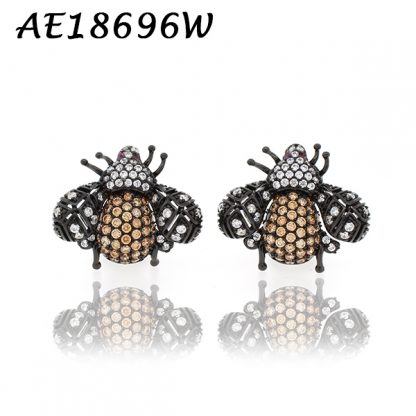 Bumblebee Pave Color CZ Earring - AE18696W, Matching Brooch/Slide AB50167