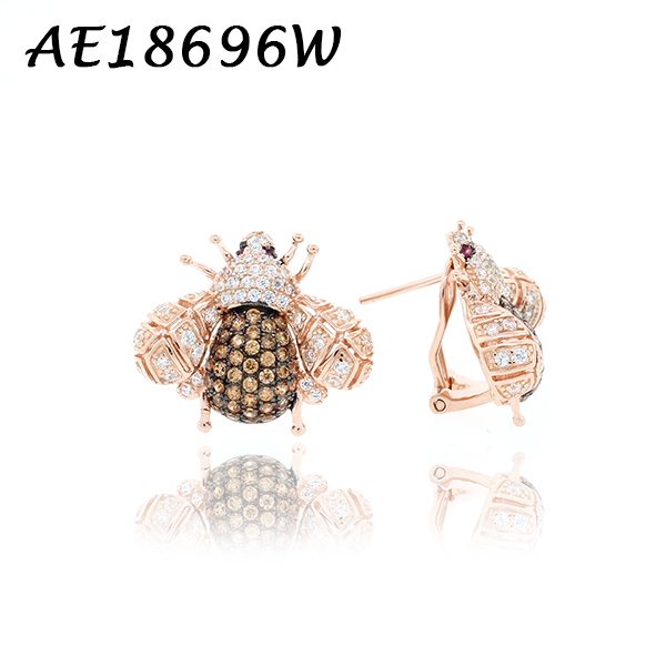 Bumblebee Pave Color CZ Earring - AE18696W, Matching Brooch/Slide AB50167