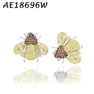 Bumblebee Pave Color CZ Earring - AE18696W, Matching Brooch/Slide AB50167