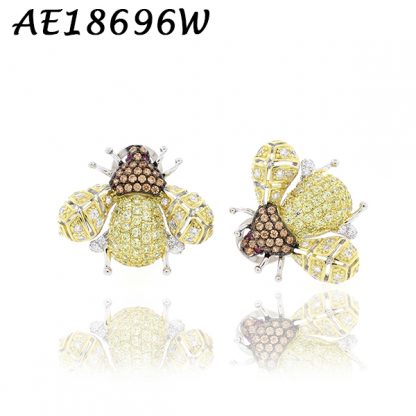 Bumblebee Pave Color CZ Earring - AE18696W, Matching Brooch/Slide AB50167