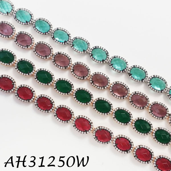 Colored Stone Halo CZ Bracelet - AH31250W