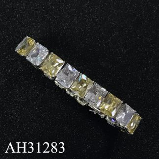 Emerald Cut Fancy Yellow CZ Tennis Bracelet - AH31283
