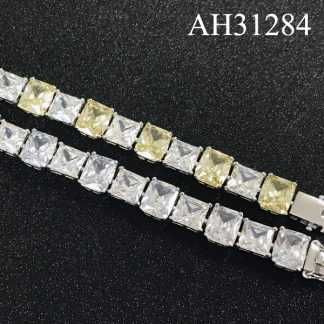 Princess & Emerald Cut Fancy Yellow CZ Tennis Bracelet - AH31284