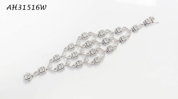 Chandelier Style Princess Cut and Tear Drop CZ Bracelet - AH31524W