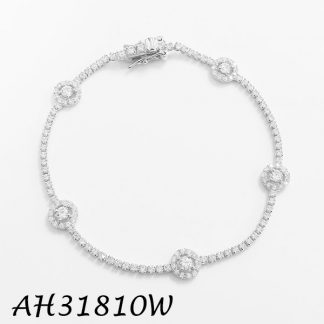 4 Prongs Halo CZ Around Clear CZ Bracelet - AH312289W