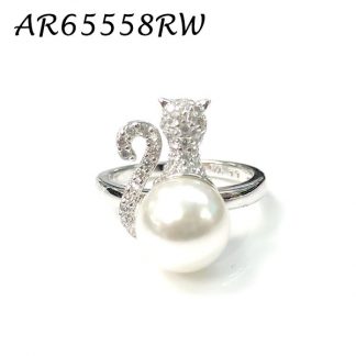 Kitty Cat Pearl Pave CZ Ring - AR65557RW