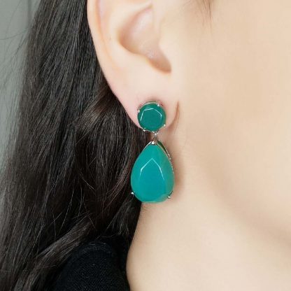 GEM12059GRAGWGP-  GREEN AGATE EARRING MIN.$100 -20% 6PCS-30% 12PCS-40%