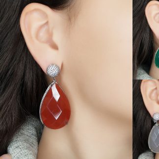 GEM13485GRAG-  GREEN AGATE EARRING MIN.$100 -20% 6PCS-30% 12PCS-40%