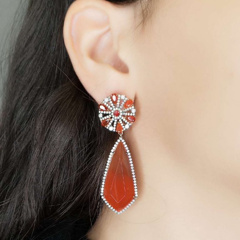 GEM14011WREDAGPP- RED AGATE EARRING MIN.$100 -20% 6PCS-30% 12PCS-40%