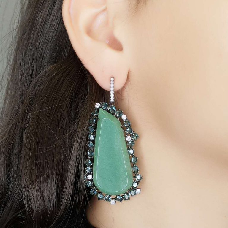 GEM14417WAVBP- AVENTURINE EARRING MIN.$100 -20% 6PCS-30% 12PCS-40%