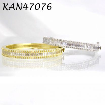 Large Channel Set Baguette and Pave CZ Bangle - KAN47076