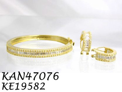 Large Channel Set Baguette and Pave CZ Bangle - KAN47076