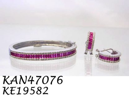 Large Channel Set Baguette and Pave CZ Bangle - KAN47076