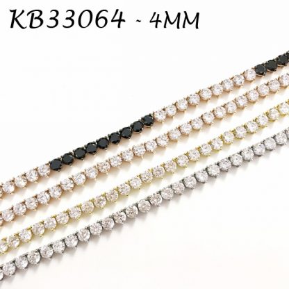 3 Prongs 4mm CZ Tennis Bracelet - KB33064-4mm