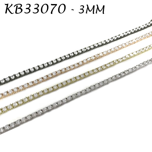4 Prongs 3mm CZ Tennis Bracelet - KB33070