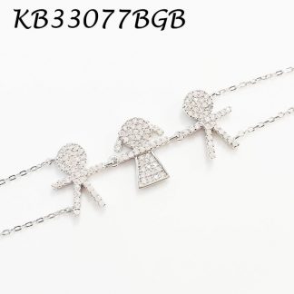 Boy Girl Boy Pave CZ Bracelet - KB33077BGB