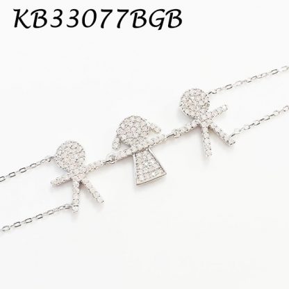 Boy Girl Boy Pave CZ Bracelet - KB33077BGB
