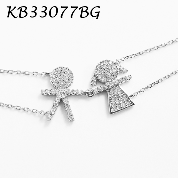 Boy & Girl Pave CZ Bracelet - KB33077BG