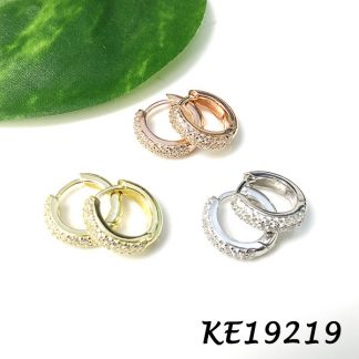 Small Pave CZ Huggie Earring-KE19219