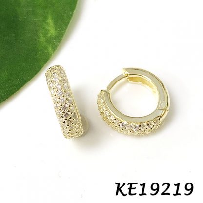 Small Pave CZ Huggie Earring-KE19219