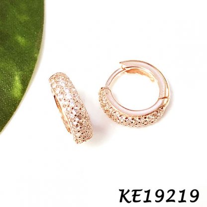 Small Pave CZ Huggie Earring-KE19219