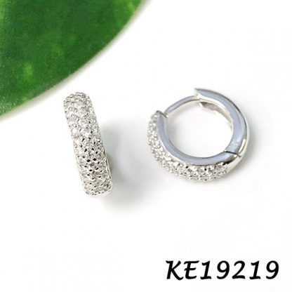 Small Pave CZ Huggie Earring-KE19219