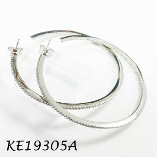 Large Round Pave CZ Hoop Earring-KE19305A