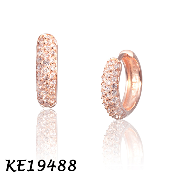 Medium Pave CZ Huggie Earring-KE19488