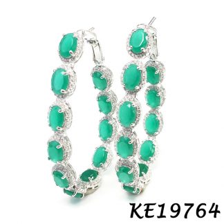 Oval Color CZ Hoop Earring-KE19764