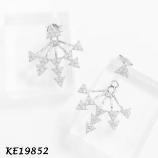 Small Multi-Spike Pave CZ Front & Back Earring
