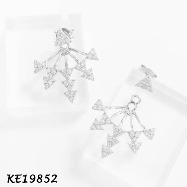 Small Multi-Spike Pave CZ Front & Back Earring