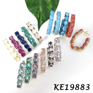 Oval Cut CZ Hoop Earring-KE19883