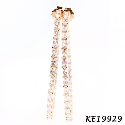 Baguettes CZ Round Hoop Earring-KE19929