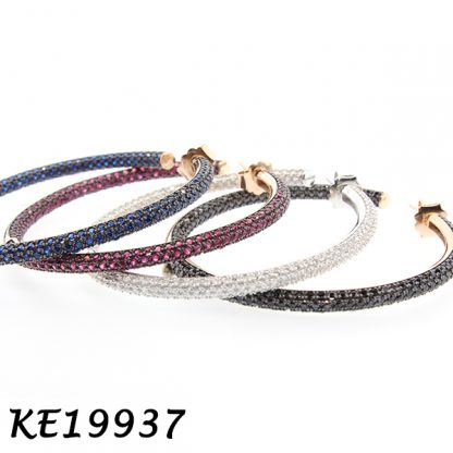 Pave Color CZ Hoop Earring-KE19937