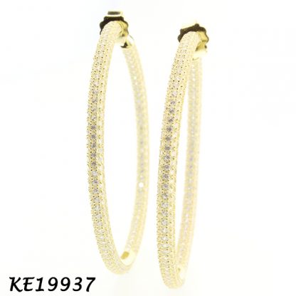 Pave Color CZ Hoop Earring-KE19937