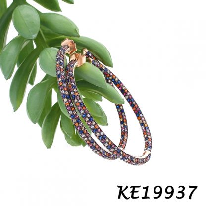 Pave Color CZ Hoop Earring-KE19937