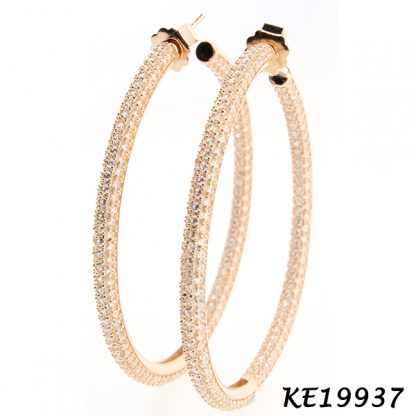 Pave Color CZ Hoop Earring-KE19937