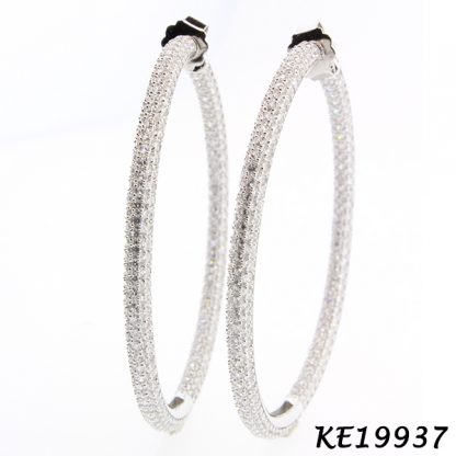 Pave Color CZ Hoop Earring-KE19937