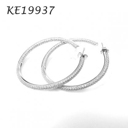 Pave Color CZ Hoop Earring-KE19937