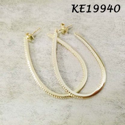 Medium Oval Pave CZ Hoop Earring-KE19940