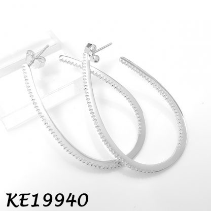 Medium Oval Pave CZ Hoop Earring-KE19940